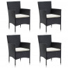 5 pcs conjunto de jantar p/ jardim c/ almofadões preto 4