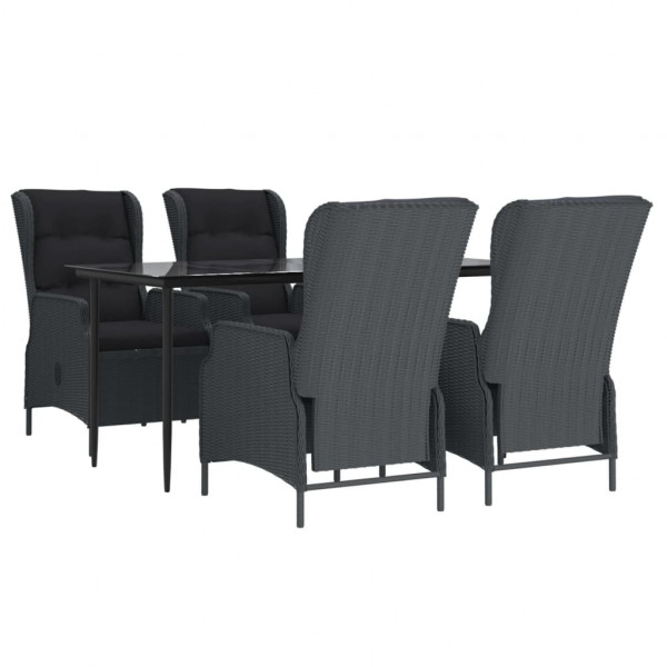 Set de comedor para jardín 5 piezas ratán sintético gris oscuro M 3