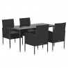Set de muebles jardín 5 pzas con cojines ratán sintético negro 3