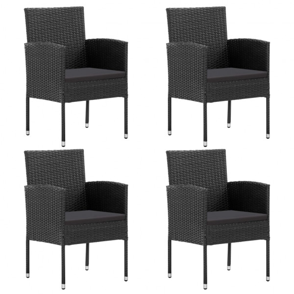 Set de muebles jardín 5 pzas con cojines ratán sintético negro M 4