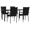 5 pcs conjunto de jantar p/ jardim vime PE preto 3