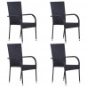 5 pcs conjunto de jantar p/ jardim vime PE preto 4
