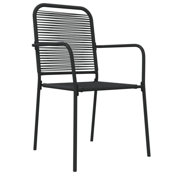 Juego de comedor jardín 5 pzas acero y cuerda de algodón negro M 5