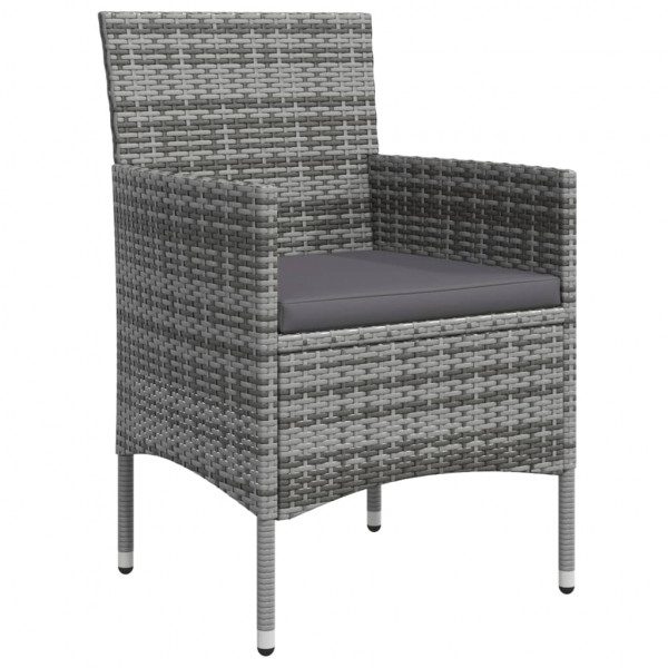 Juego de comedor de jardín 7 piezas con cojines gris y negro M 5