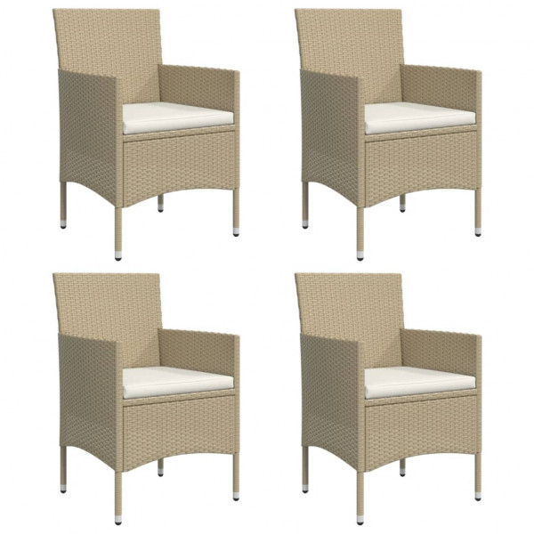 Juego de comedor de jardín 5 piezas con cojines beige y negro M 4