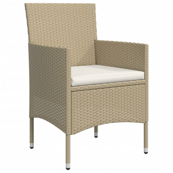 Juego de comedor de jardín 5 piezas con cojines beige y negro M 5