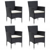 5 pcs conjunto de jantar p/ jardim c/ almofadões preto 4