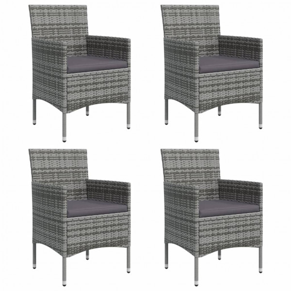 5 pcs conjunto de jantar jardim com almofadões cinzento/preto M 4