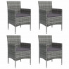 5 pcs conjunto de jantar jardim com almofadões cinzento/preto 4