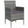 5 pcs conjunto de jantar jardim com almofadões cinzento/preto 5