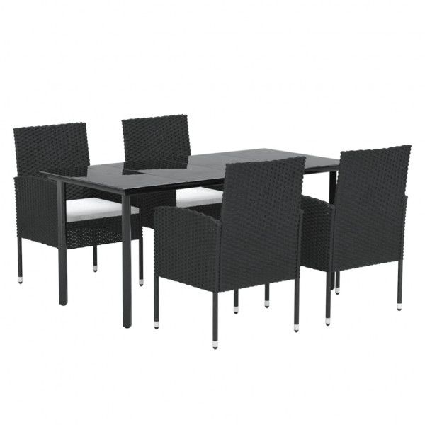 Set de muebles jardín 5 pzas con cojines ratán sintético negro M 3