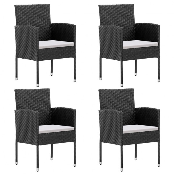 Set de muebles jardín 5 pzas con cojines ratán sintético negro M 4