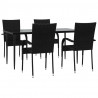 5 pcs conjunto de jantar p/ jardim vime PE preto 3