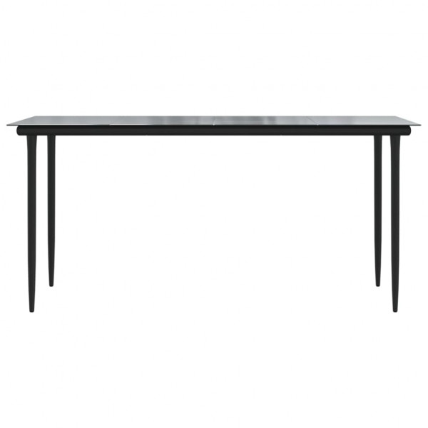 Mesa comedor jardín acero y vidrio templado negro 160x80x74 cm M 3