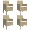 Juego de comedor de jardín 5 piezas con cojines beige y negro 4