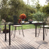 Mesa comedor jardín acero y vidrio templado negro 160x80x74 cm 1