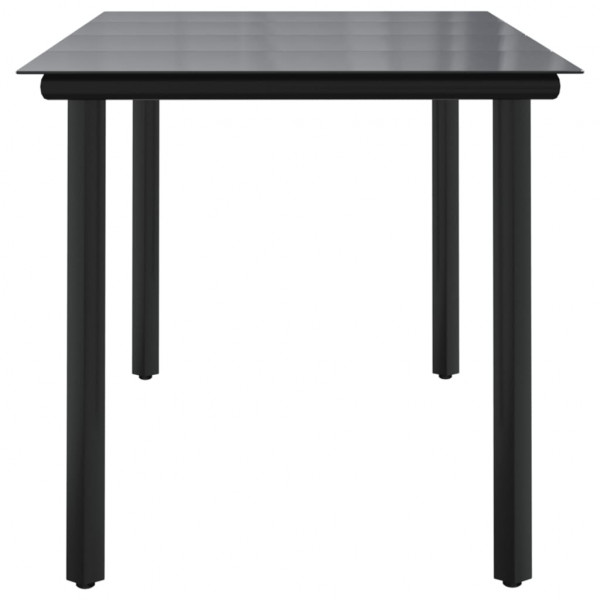 Mesa comedor jardín acero y vidrio templado negro 160x80x74 cm M 4