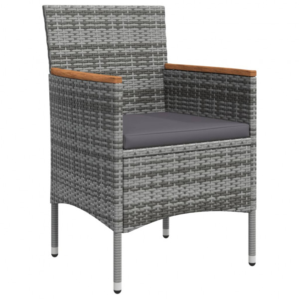 Juego de comedor para jardín 5 piezas con cojines gris y negro M 5