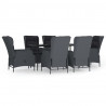 Set de comedor para jardín 7 piezas ratán sintético gris oscuro 2