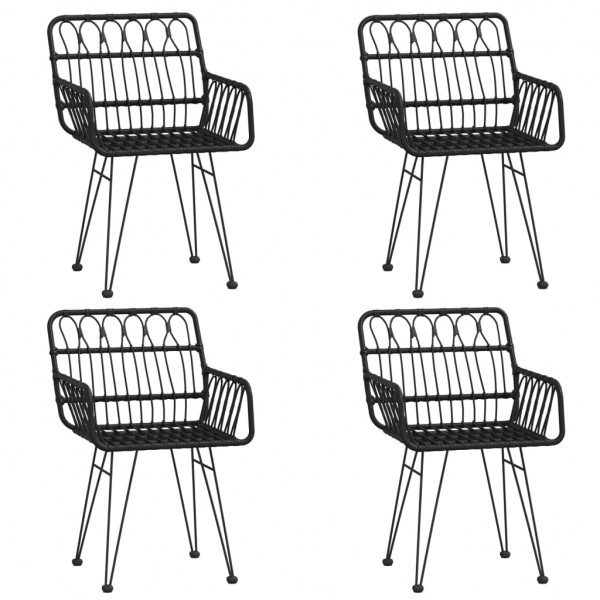 5 pcs conjunto de jantar p/ jardim vime PE preto M 4