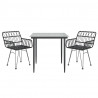 Juego de comedor de jardín 3 piezas ratán sintético negro 3