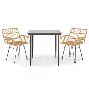 Juego de comedor de jardín 3 piezas ratán sintético H