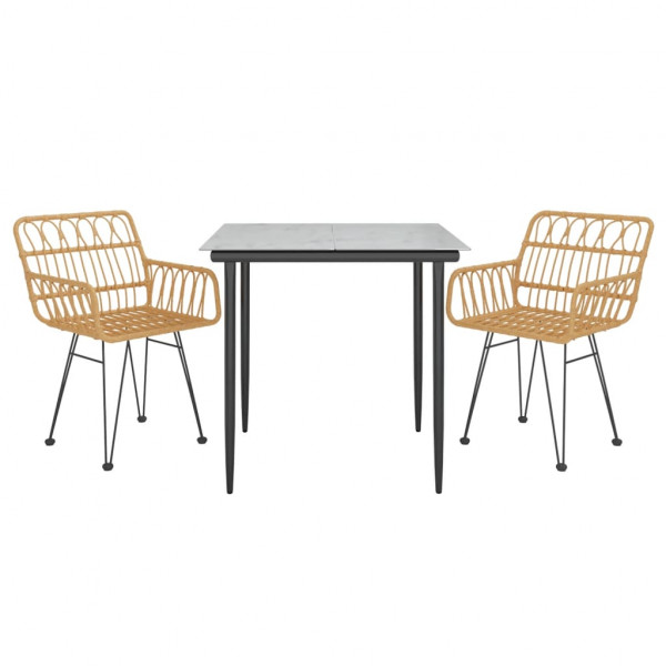 Juego de comedor de jardín 3 piezas ratán sintético M 3
