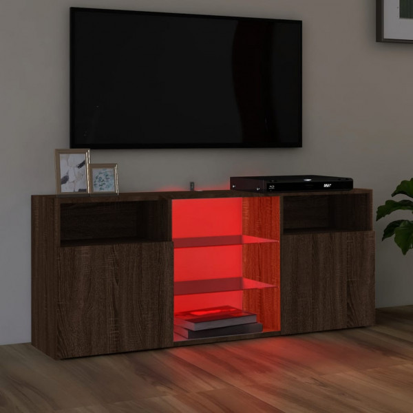Mueble de TV con luces LED marrón roble 120x30x50 cm M 3
