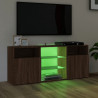Mueble de TV con luces LED marrón roble 120x30x50 cm 4