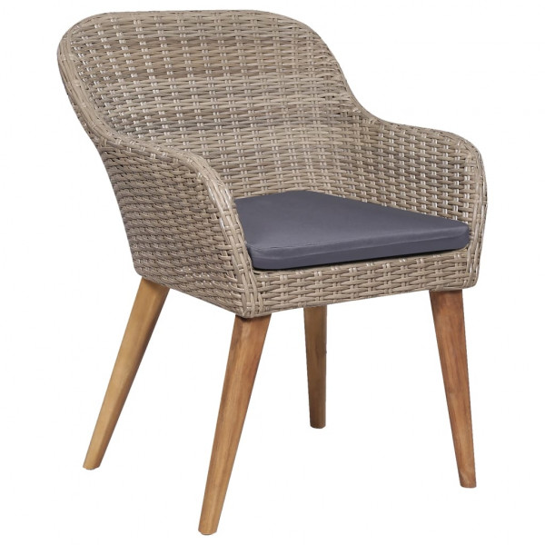 Juego de comedor para jardín 7 piezas con cojines marrón M 5