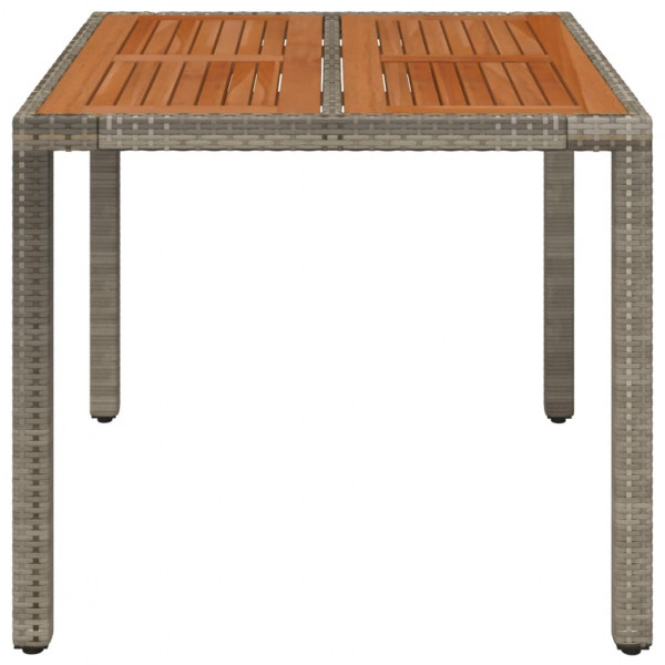 Mesa de jardim com tampo de madeira 90x90x75 cm vime PE cinza M 3