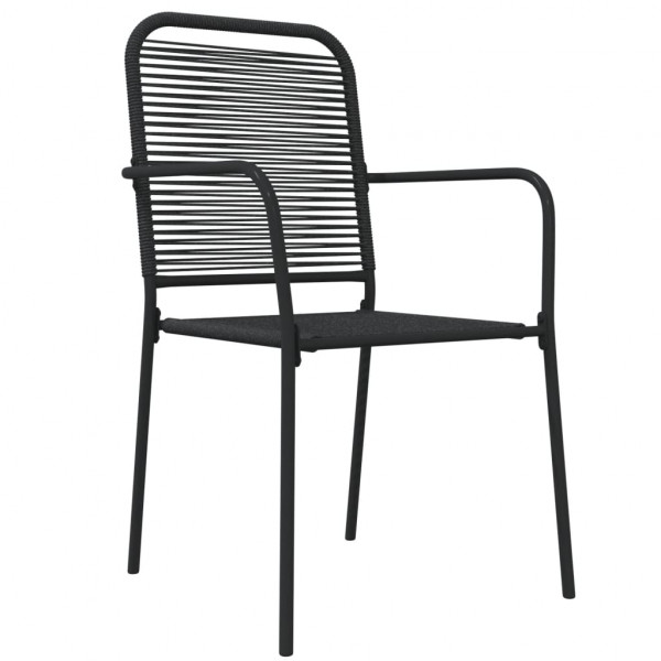 Juego de comedor jardín 7 pzas acero y cuerda de algodón negro M 5