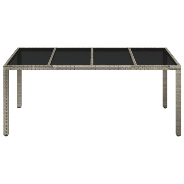Mesa de jardim com tampo de vidro 190x90x75 cm vime PE cinza M 3
