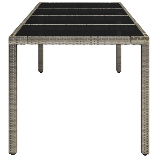 Mesa de jardim com tampo de vidro 190x90x75 cm vime PE cinza M 4