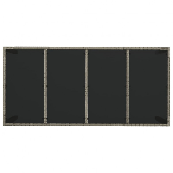 Mesa de jardim com tampo de vidro 190x90x75 cm vime PE cinza M 5