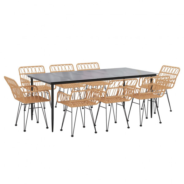 Juego de comedor de jardín 9 piezas ratán sintético M 3