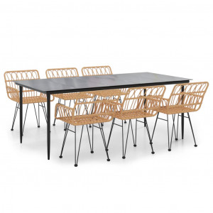 Juego de comedor de jardín 7 piezas ratán sintético H