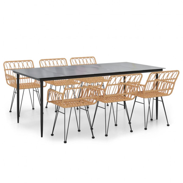 Juego de comedor de jardín 7 piezas ratán sintético M 2
