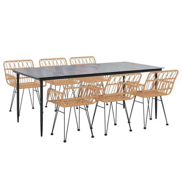 7 pcs conjunto de jantar para jardim vime PE M 3