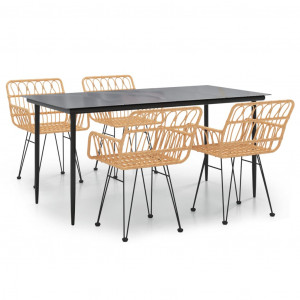 5 pcs conjunto de jantar p/ jardim vime PE H