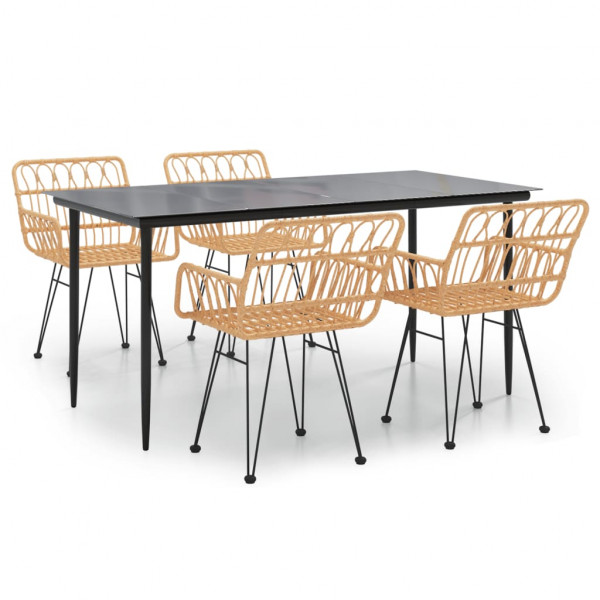 Juego de comedor de jardín 5 piezas ratán sintético M 2