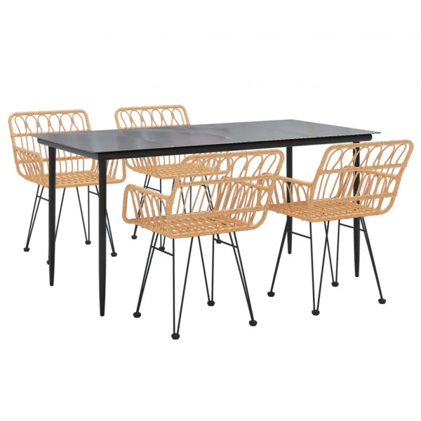 5 pcs conjunto de jantar p/ jardim vime PE M 3