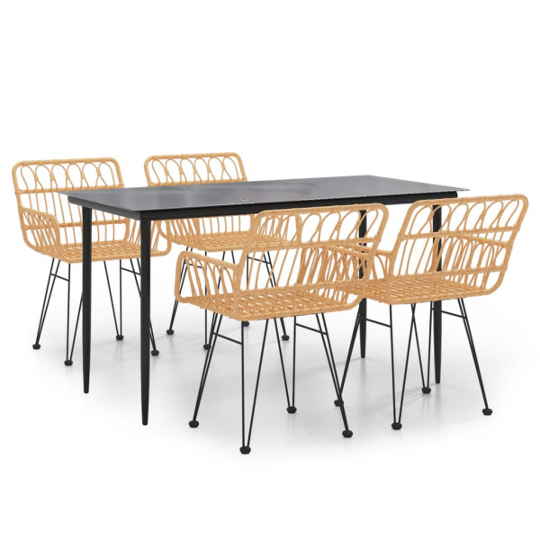 Juego de comedor de jardín 5 piezas ratán sintético D