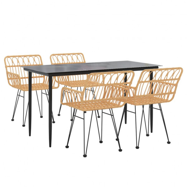 5 pcs conjunto de jantar p/ jardim vime PE M 3