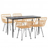 5 pcs conjunto de jantar p/ jardim vime PE 3