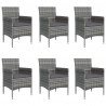 7 pcs conjunto de jantar p/ jardim c/ almofadões cinza e preto 4