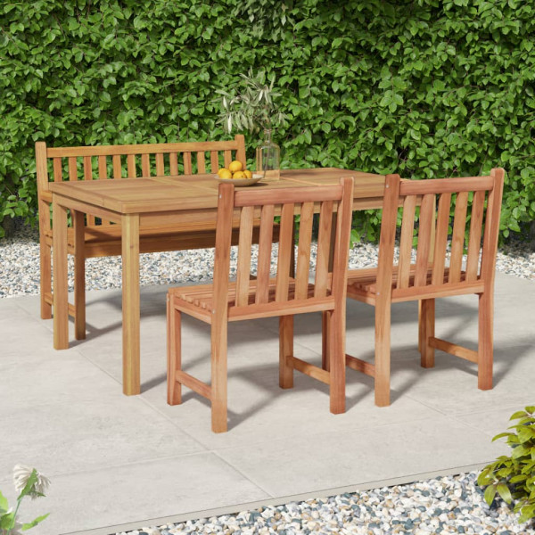 4 pcs conjunto de jantar p/ jardim madeira de teca maciça D