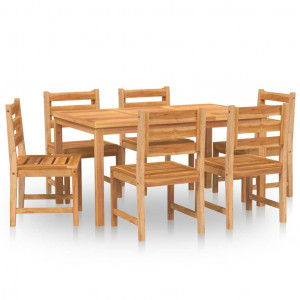 Juego de comedor de jardín 7 piezas madera maciza de teca H