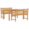 3 pcs conjunto de jantar para jardim madeira de teca maciça 3
