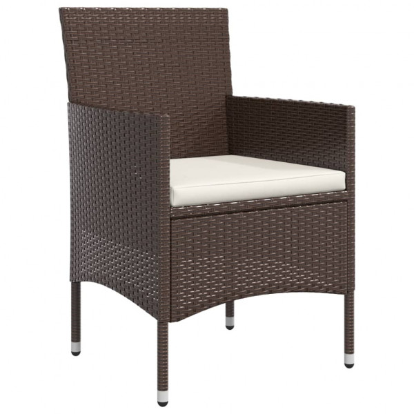 Juego de comedor de jardín 7 piezas con cojines marrón y negro M 5